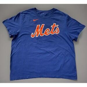 New York Mets Nike Jersey Style Short Sleeve Shirt Blue MLB Swoosh Logo XXL JBHS